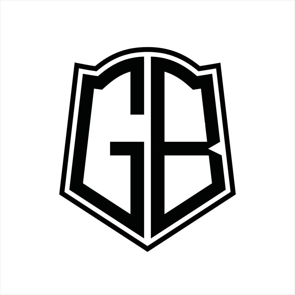 monograma de logotipo con plantilla de diseño de esquema de forma de escudo vector