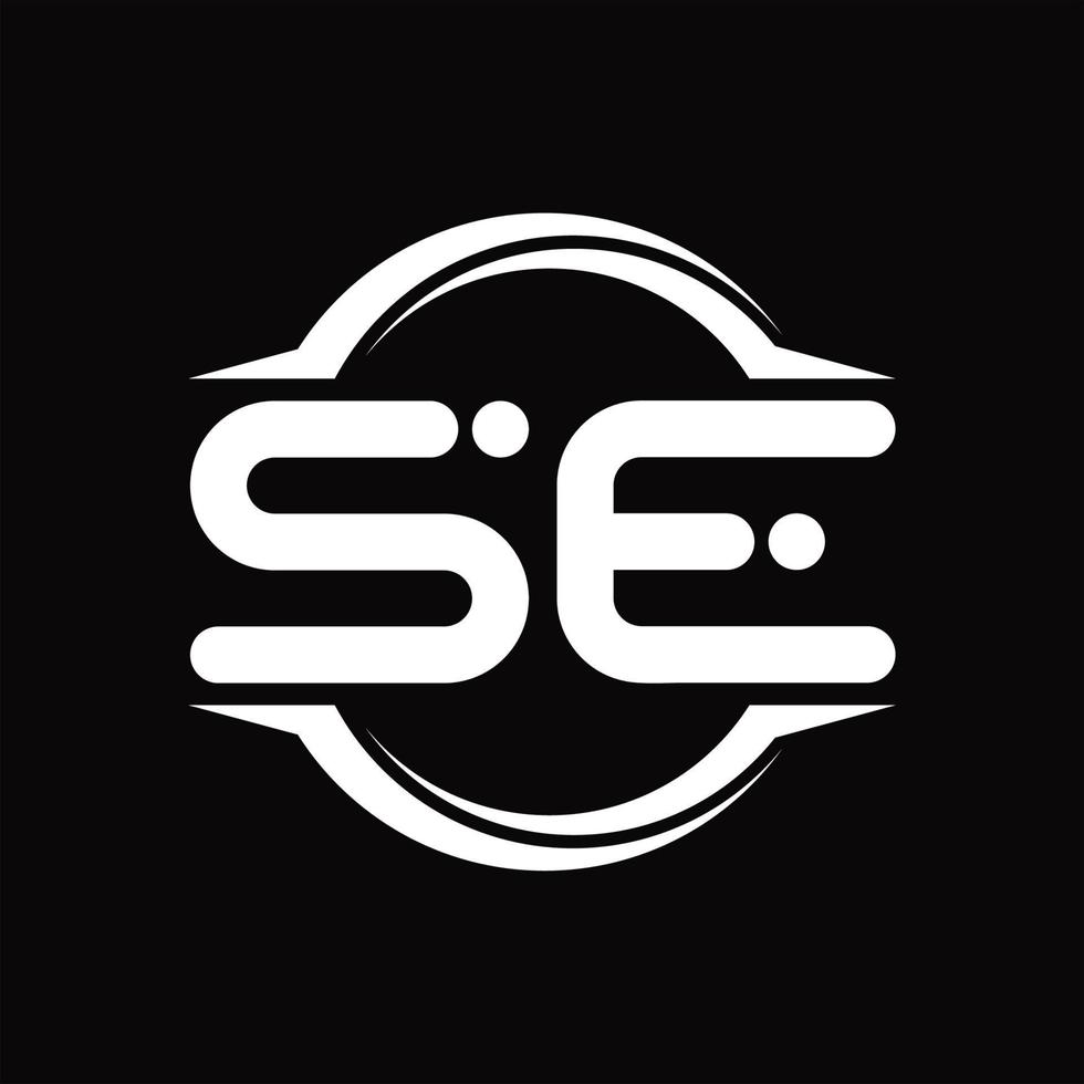 SE Logo monogram with circle rounded slice shape design template vector