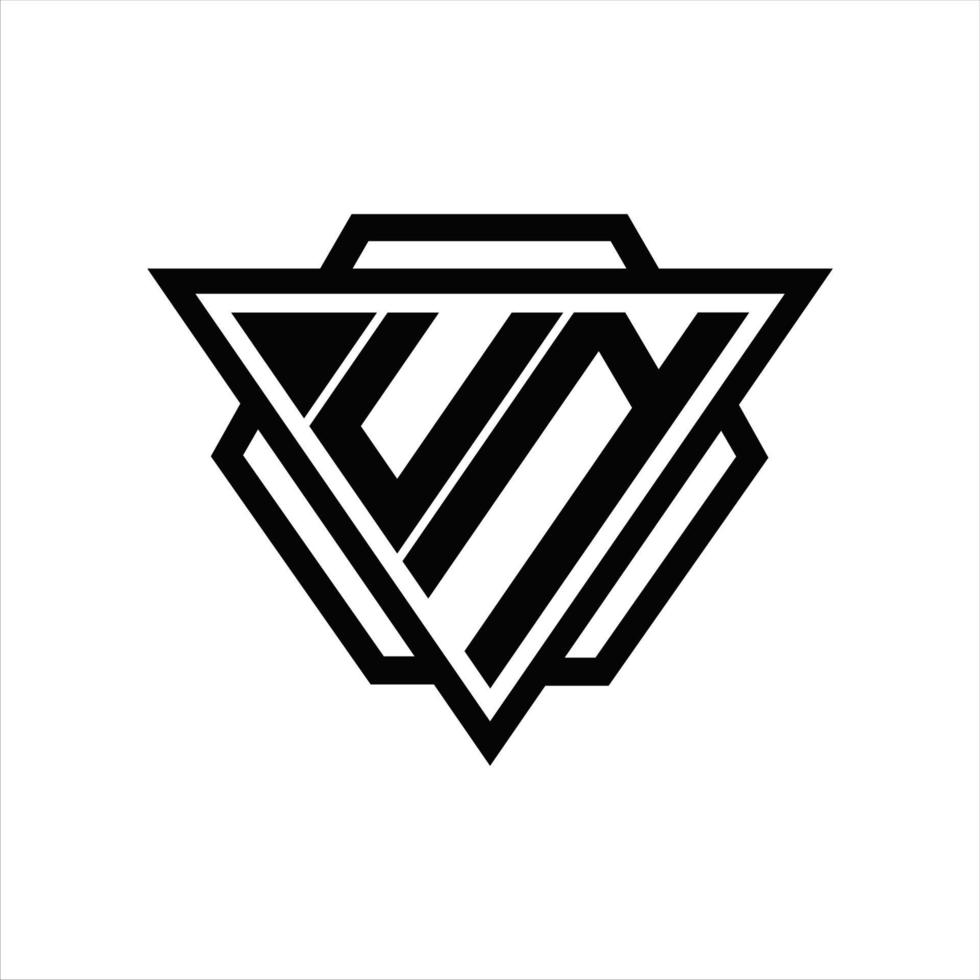 monograma del logotipo de la onu con plantilla de triángulo y hexágono vector
