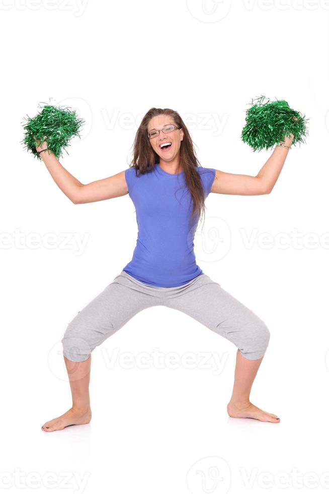 Happy young cheerleader photo