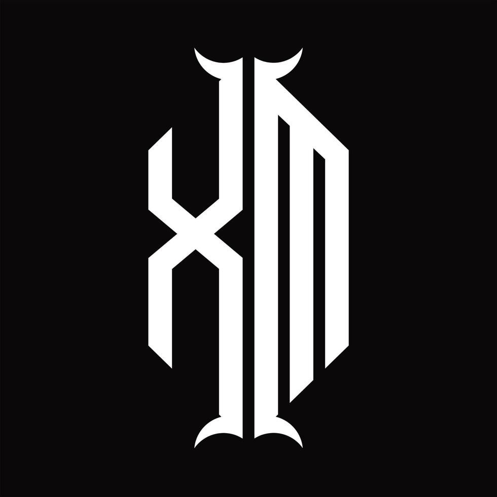monograma del logotipo xm con plantilla de diseño de forma de cuerno vector
