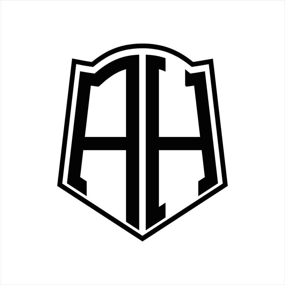Logo monogram with shield shape outline design template vector