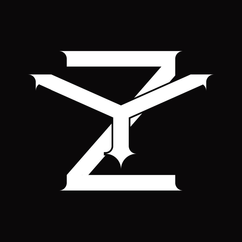 monograma del logotipo yz con plantilla de diseño de estilo enlazado superpuesto vintage vector