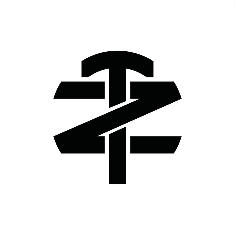 plantilla de diseño de monograma de logotipo tz vector