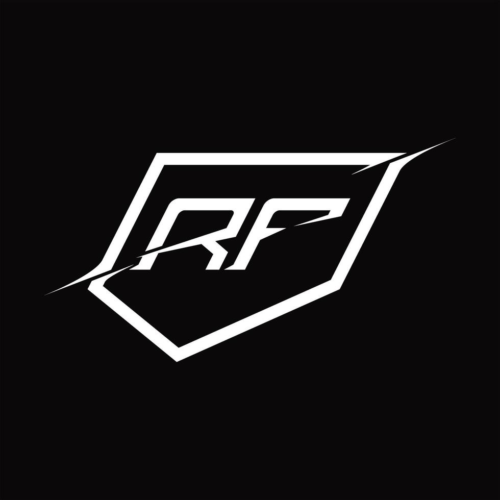 RF Logo monogram letter with shield and slice style design vector