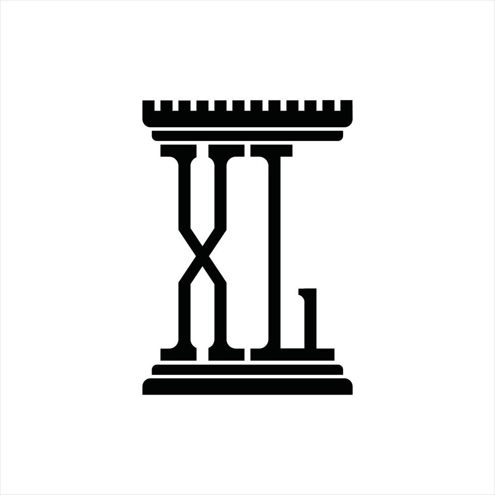 monograma de logotipo xl con plantilla de diseño de forma de pilar vector
