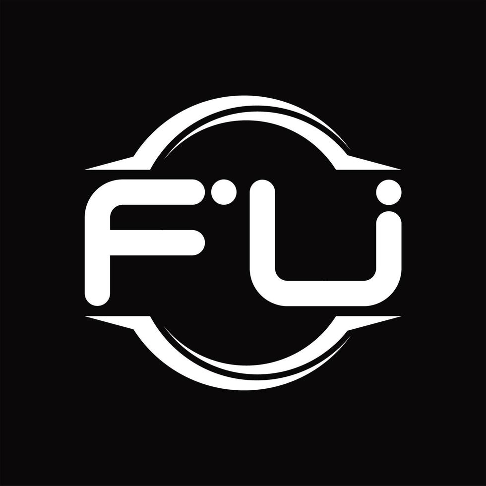 FU Logo monogram with circle rounded slice shape design template vector