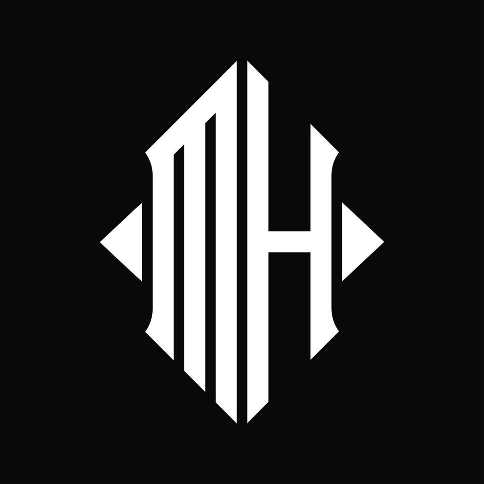 MH Logo monogram with shield shape isolated design template vector