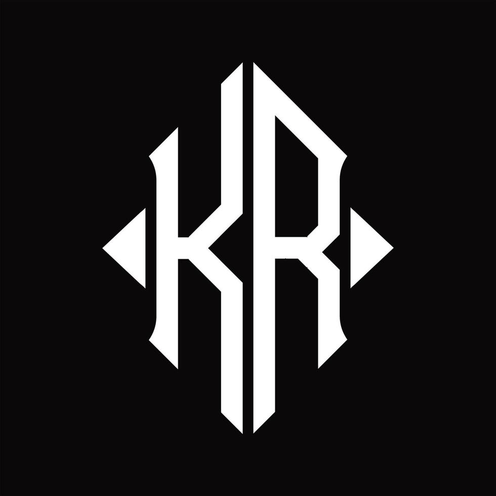 monograma del logotipo kr con plantilla de diseño aislado en forma de escudo vector