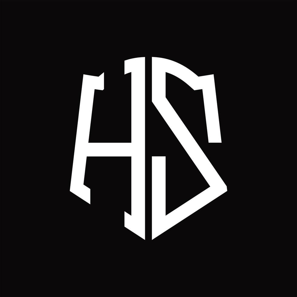 monograma del logotipo hz con plantilla de diseño de cinta en forma de escudo vector