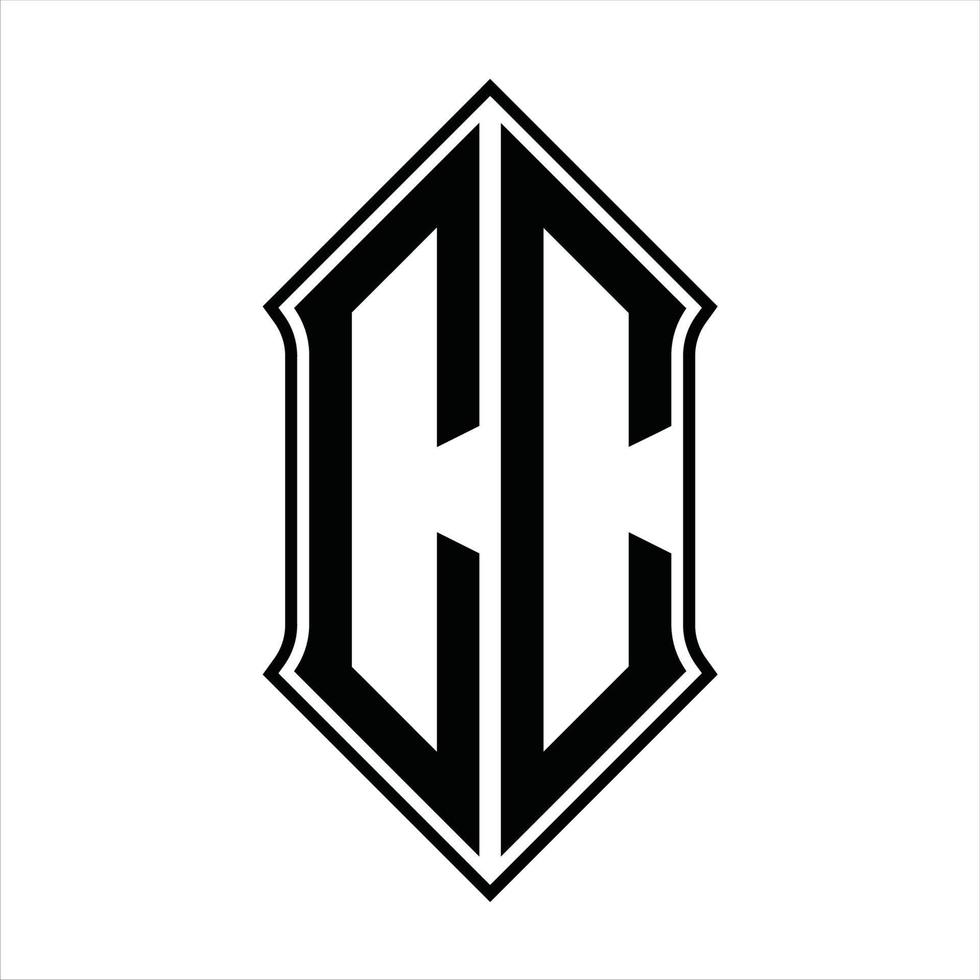 CC Logo monogram with shieldshape and outline design template vector icon abstract