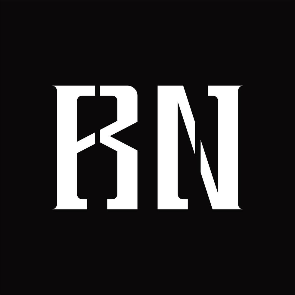 monograma de logotipo rn con plantilla de diseño de corte medio vector