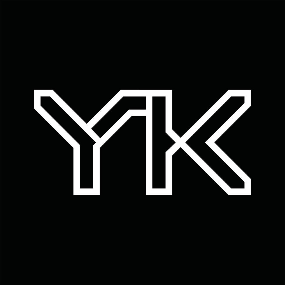 monograma del logotipo yk con espacio negativo de estilo de línea vector