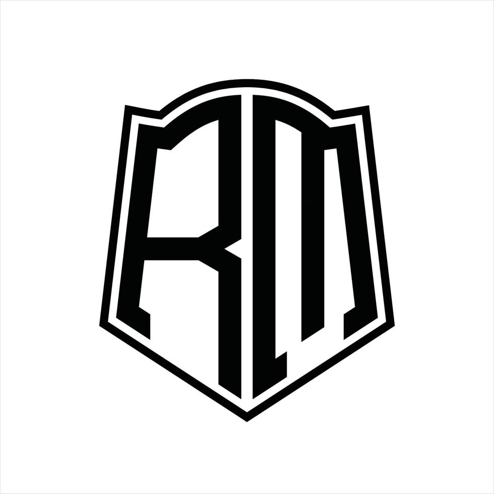 RM Logo monogram with shield shape outline design template vector