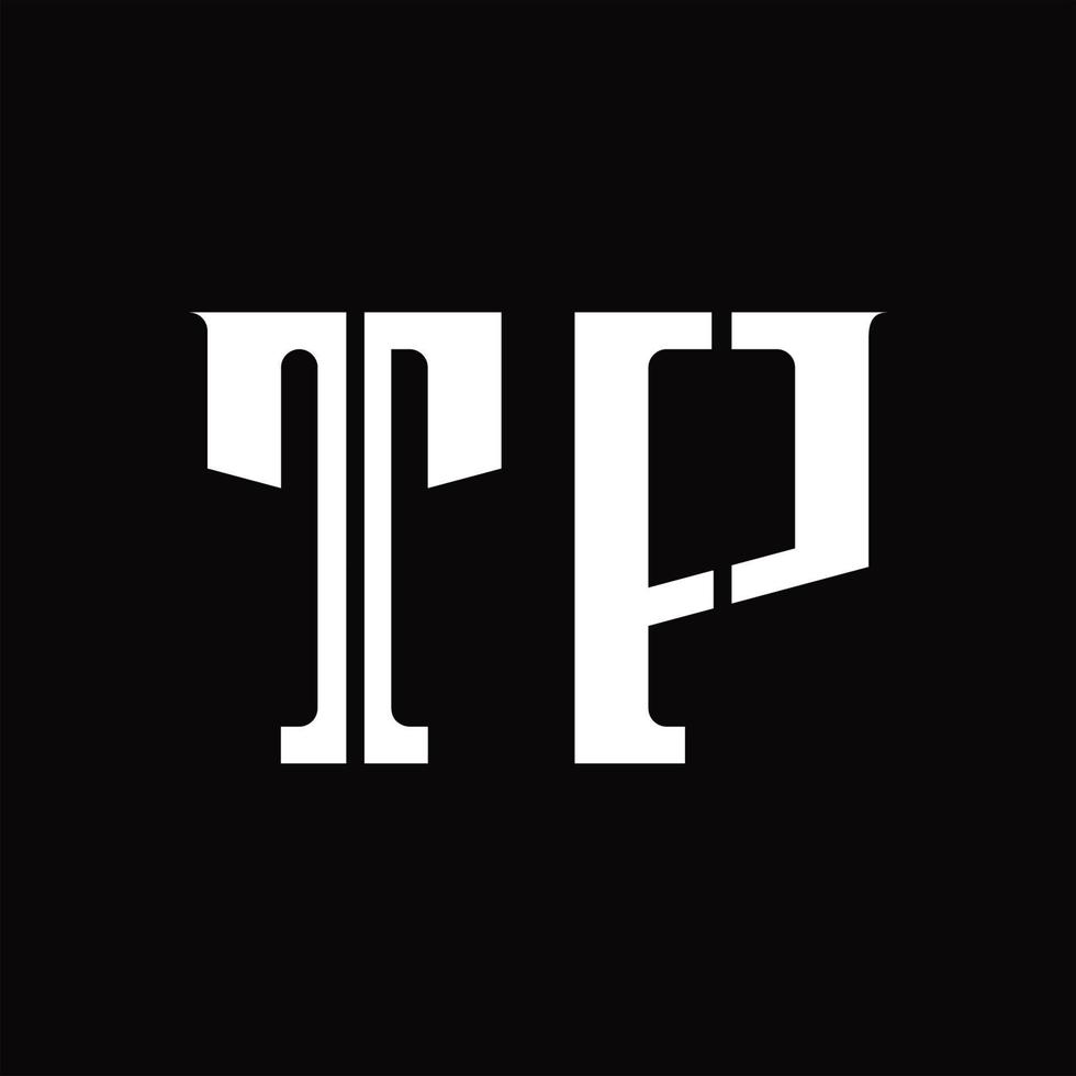 monograma de logotipo tp con plantilla de diseño de corte medio vector