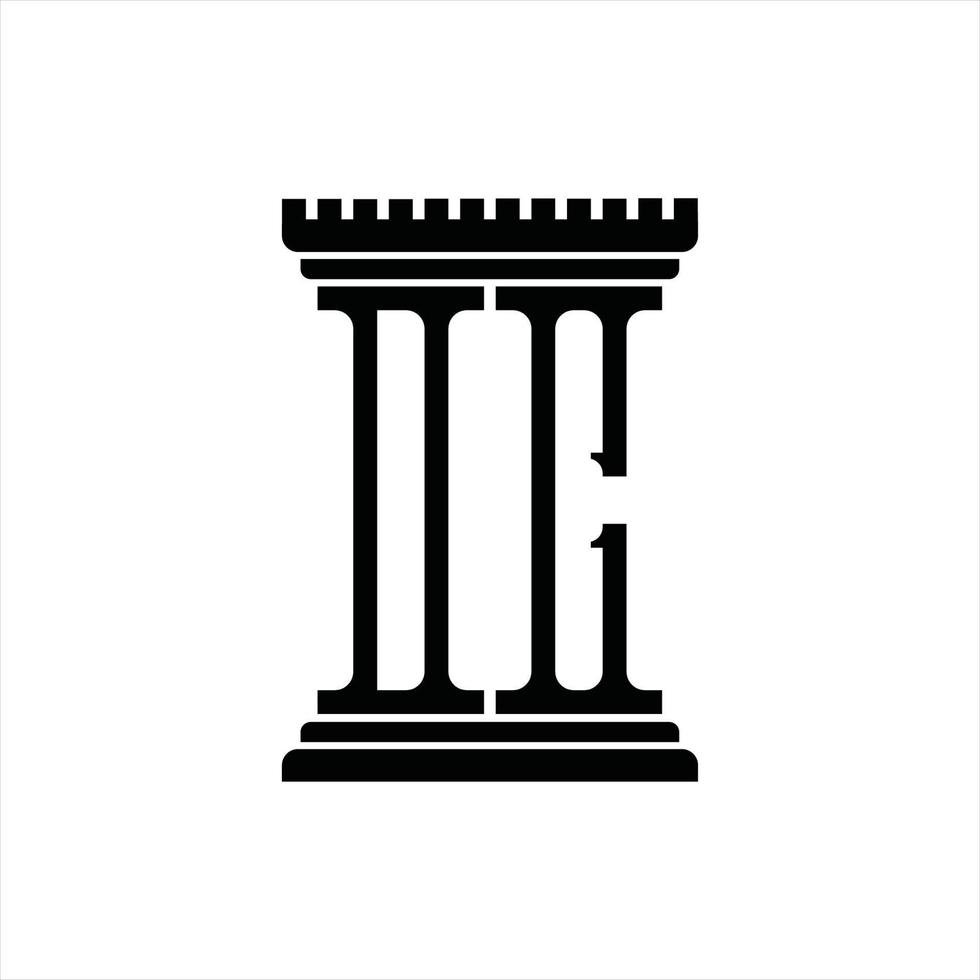 DC Logo monogram with pillar shape design template vector