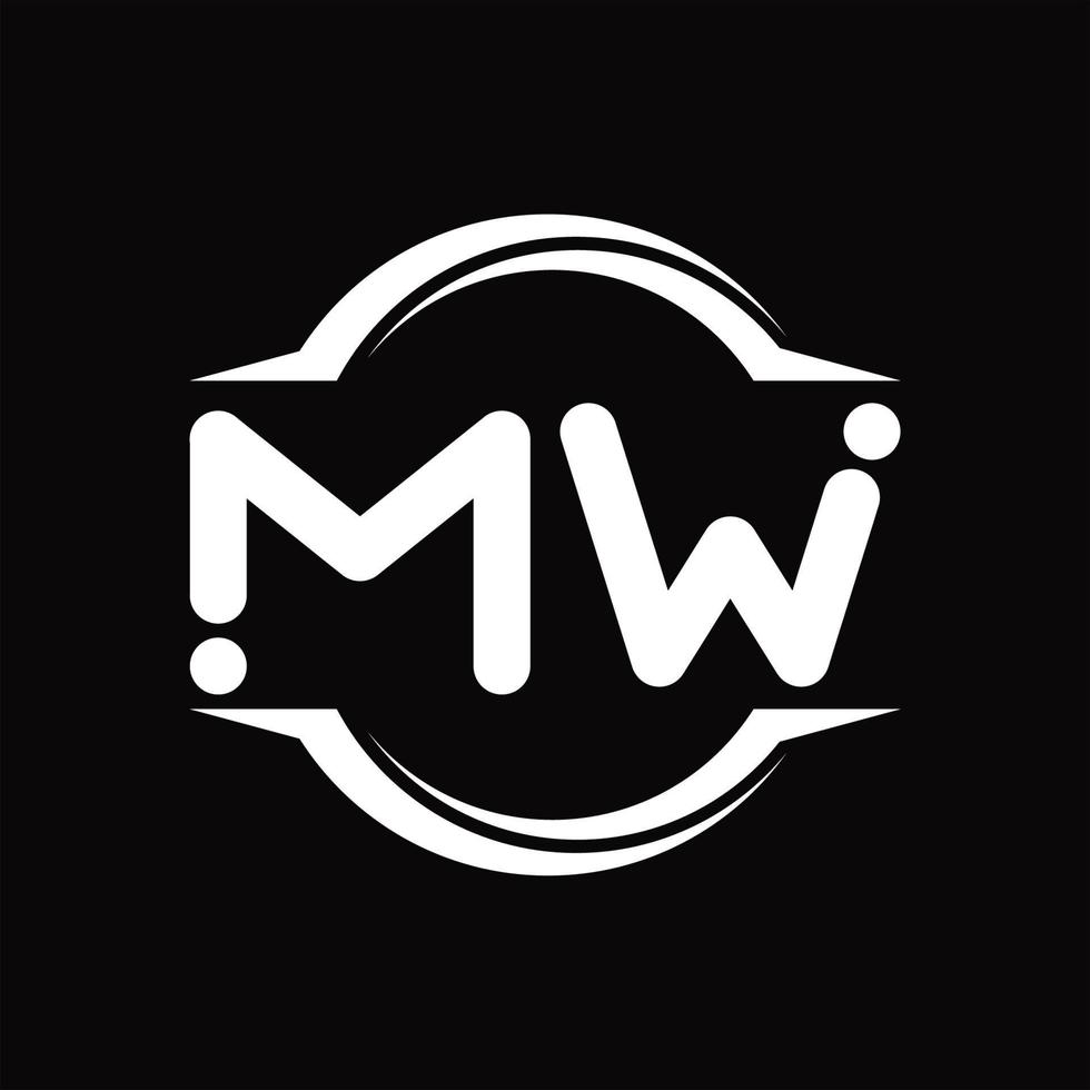 MW Logo monogram with circle rounded slice shape design template vector