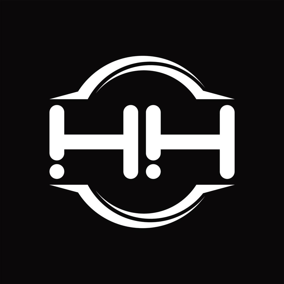 HH Logo monogram with circle rounded slice shape design template vector