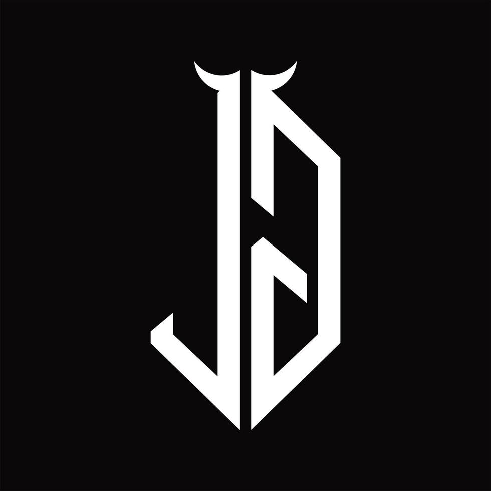 Logo monogram with horn shape isolated black and white design template vector