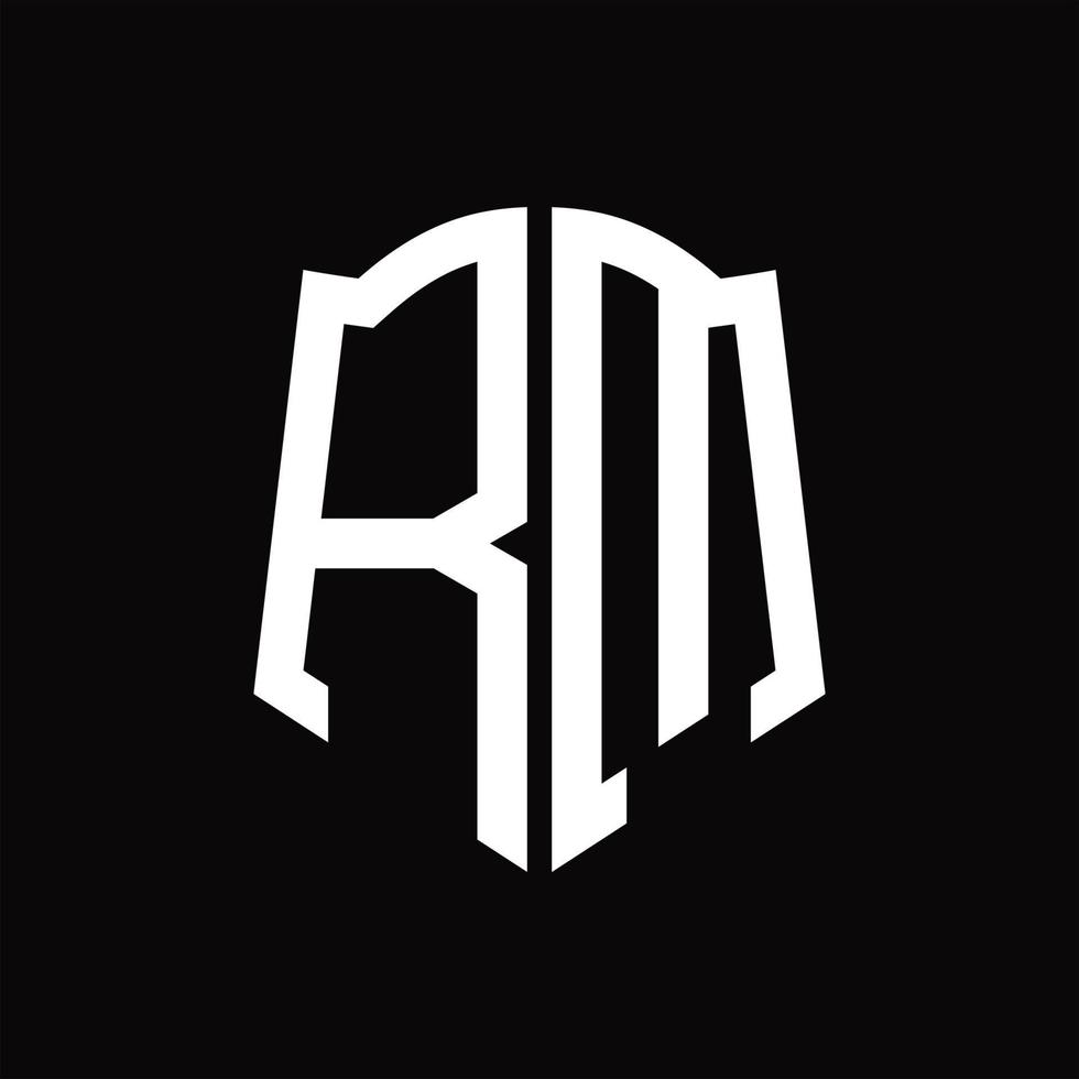 RM Logo monogram with shield shape ribbon design template vector