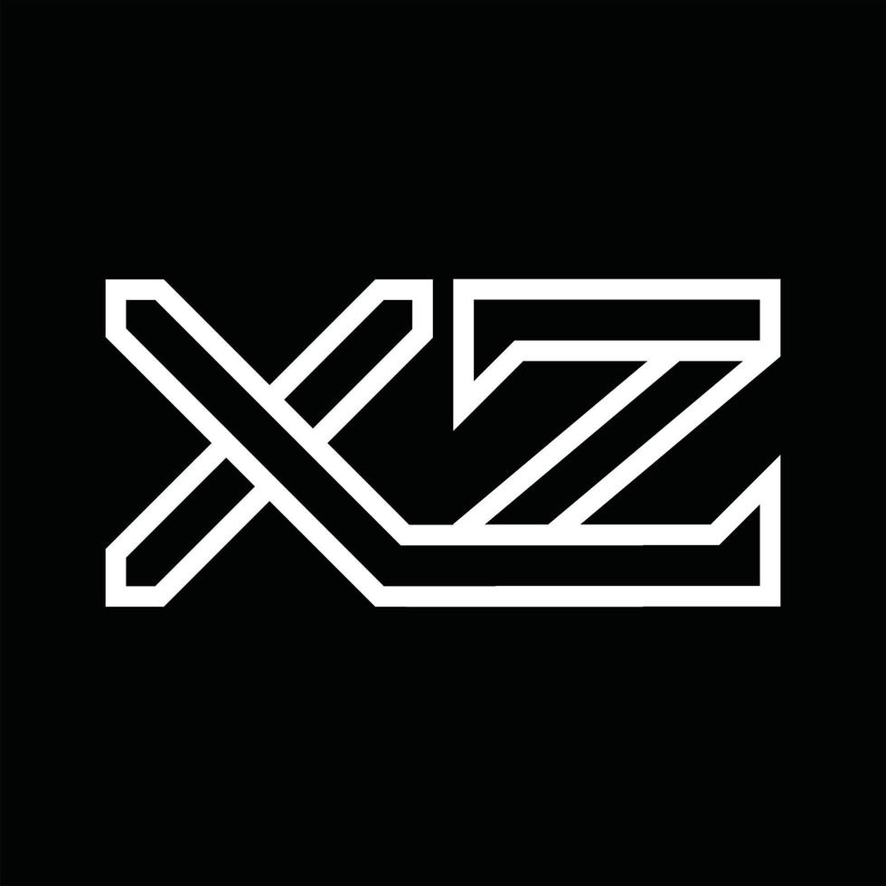 monograma del logotipo xz con espacio negativo de estilo de línea vector