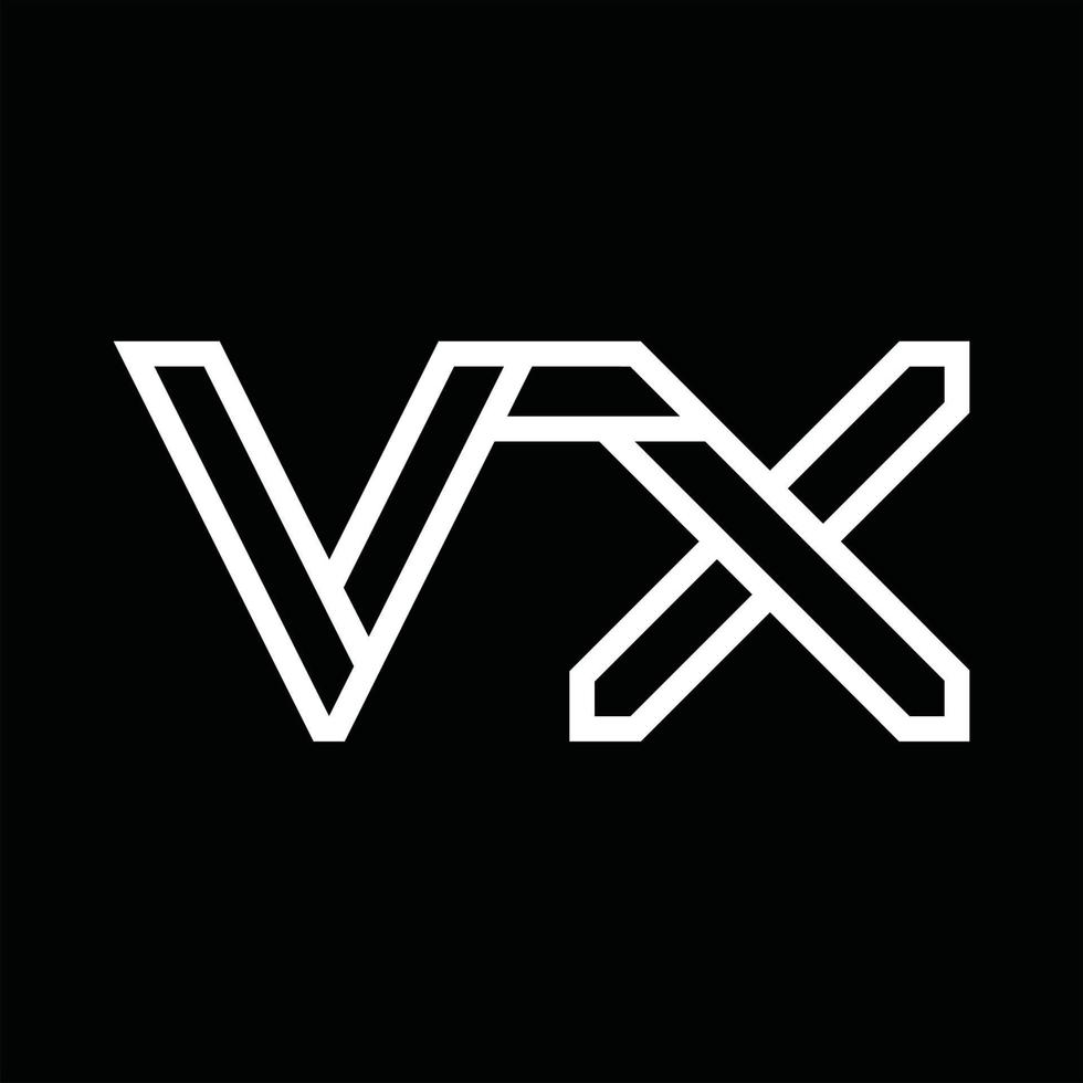 monograma del logotipo vx con espacio negativo de estilo de línea vector
