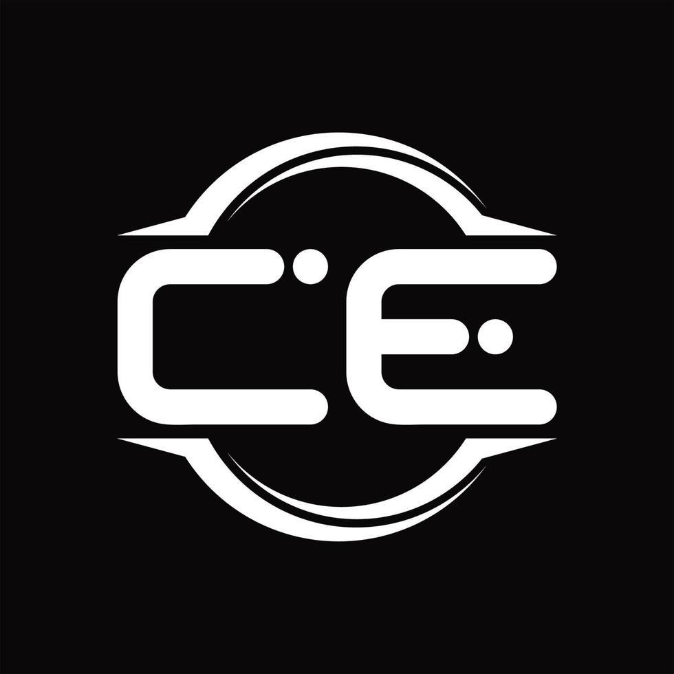 CE Logo monogram with circle rounded slice shape design template vector
