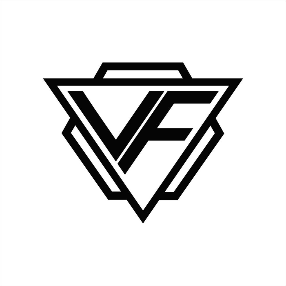 monograma del logotipo vf con plantilla de triángulo y hexágono vector