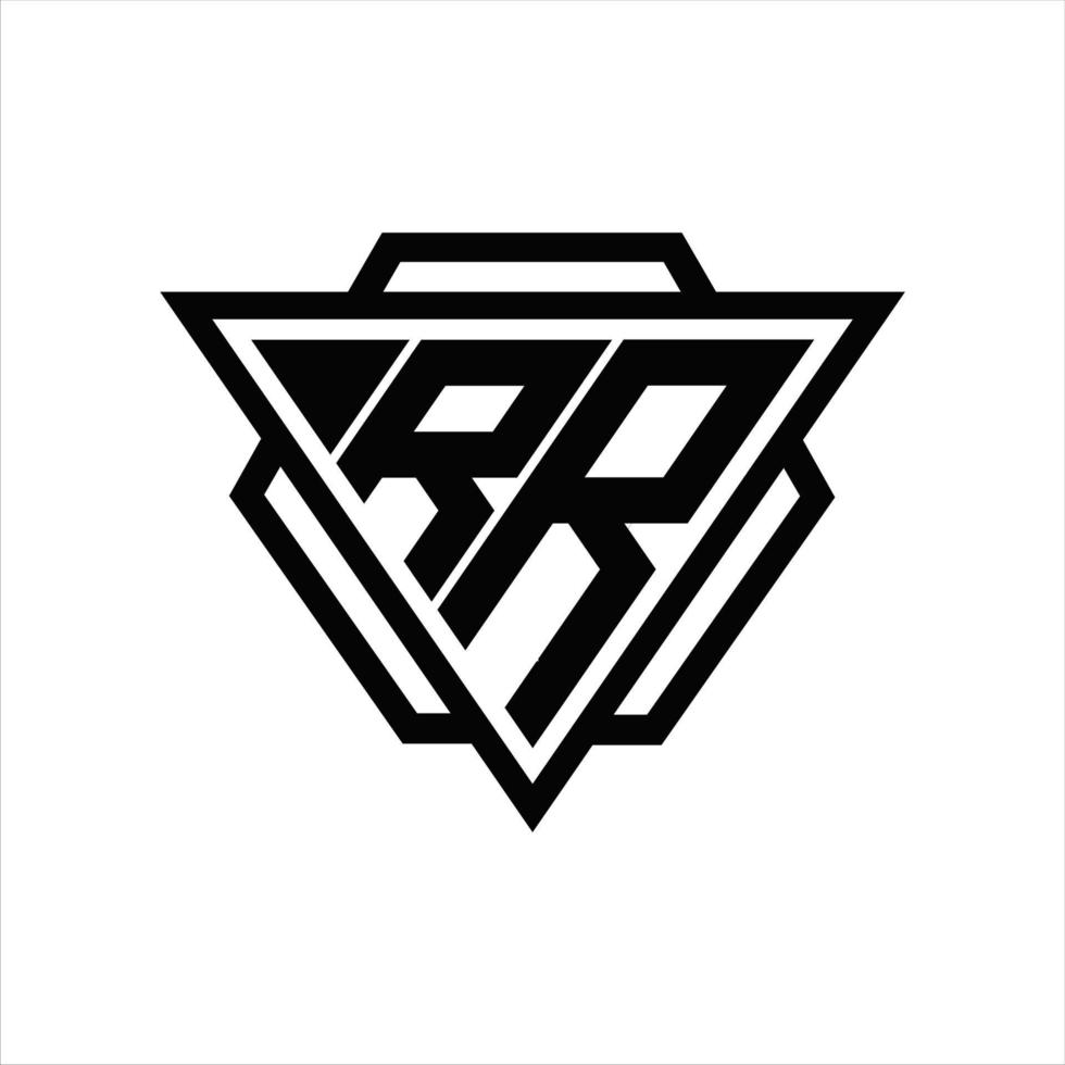 monograma del logotipo rr con plantilla de triángulo y hexágono vector
