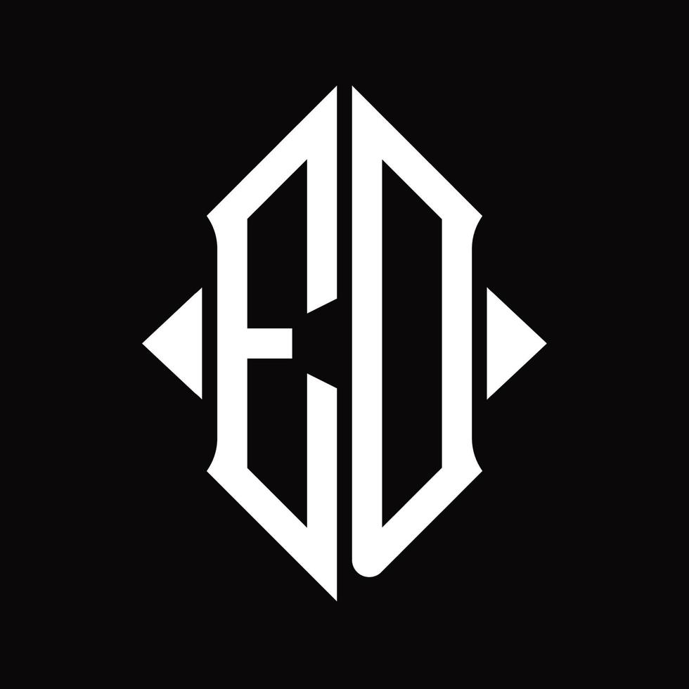 monograma del logotipo de ed con plantilla de diseño aislado en forma de escudo vector