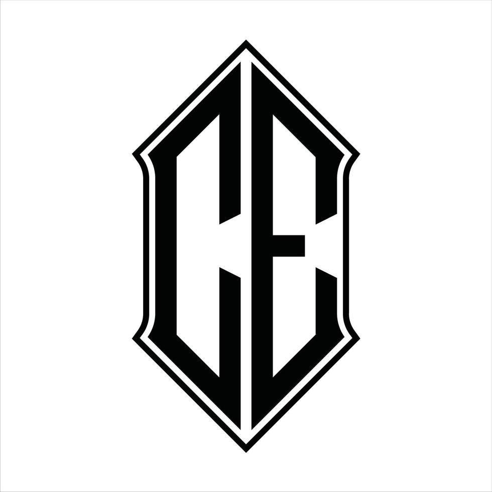 monograma del logotipo ce con forma de escudo y plantilla de diseño de contorno icono vectorial abstracto vector