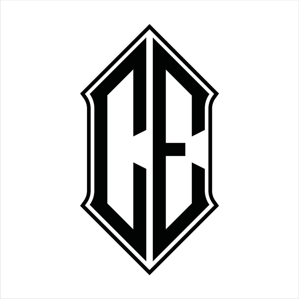 CE Logo monogram with shieldshape and outline design template vector icon abstract