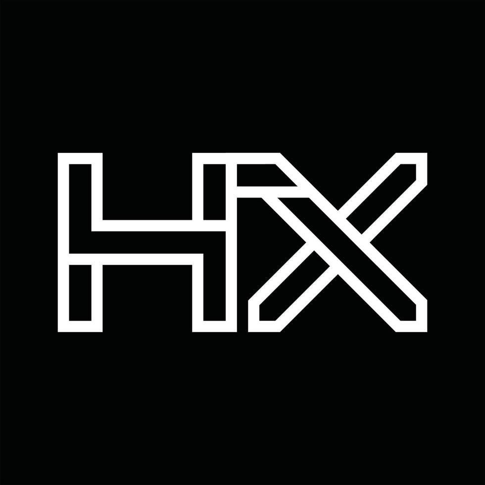 monograma del logotipo hx con espacio negativo de estilo de línea vector