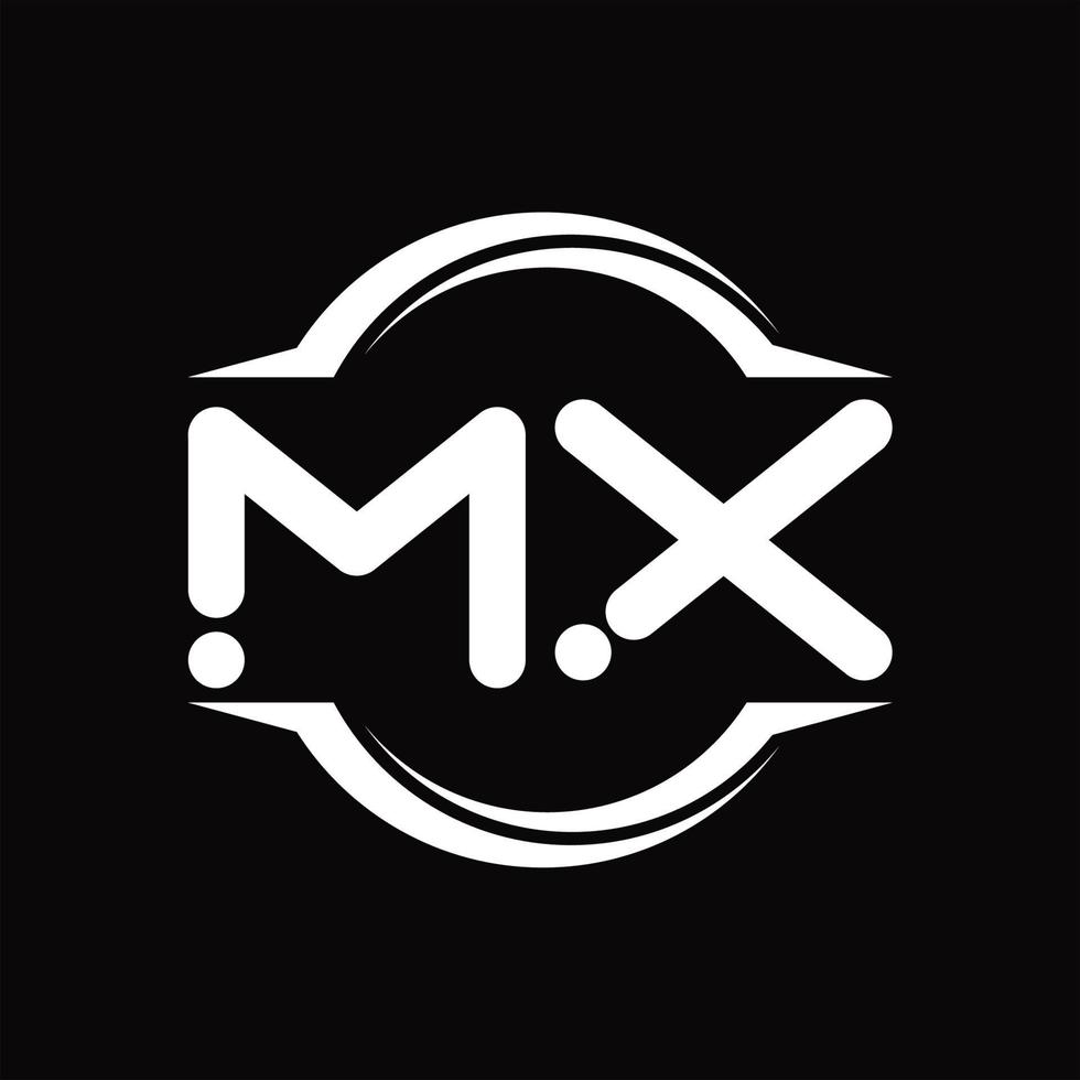 MX Logo monogram with circle rounded slice shape design template vector