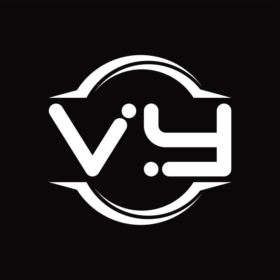 monograma de logotipo vy con plantilla de diseño de forma de corte redondeado circular vector