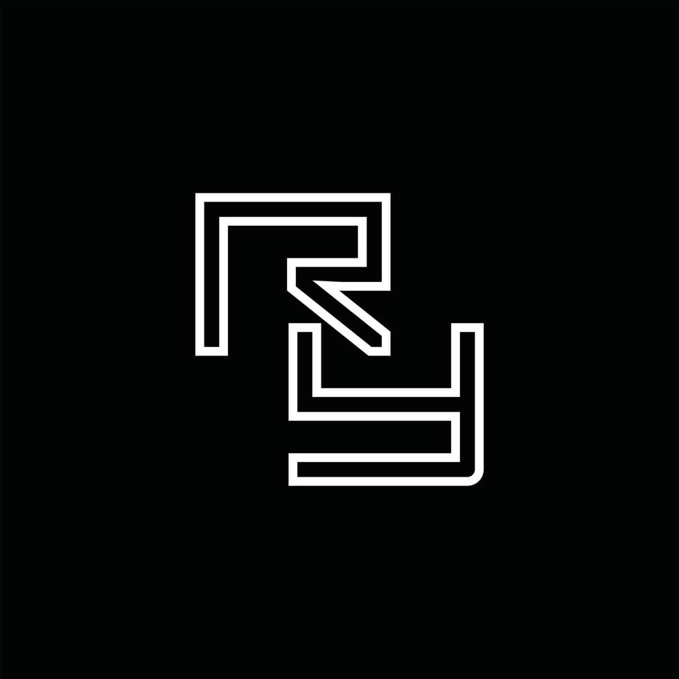 monograma de logotipo ry con plantilla de diseño de estilo de línea vector