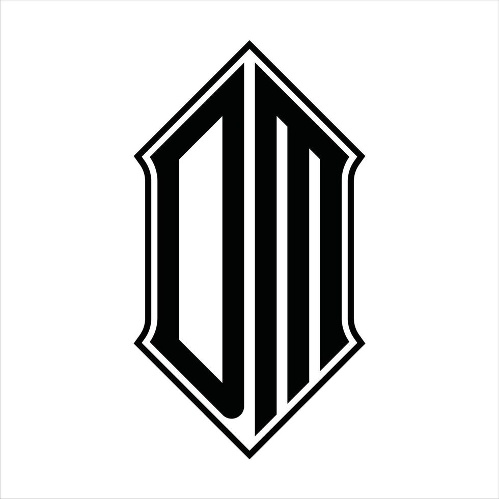Monograma de logotipo dm con forma de escudo y plantilla de diseño de esquema icono de vector abstracto