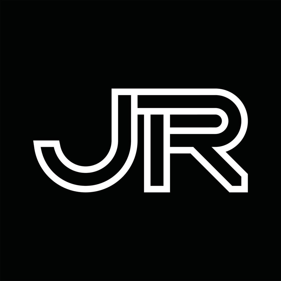 monograma del logotipo jr con espacio negativo de estilo de línea vector