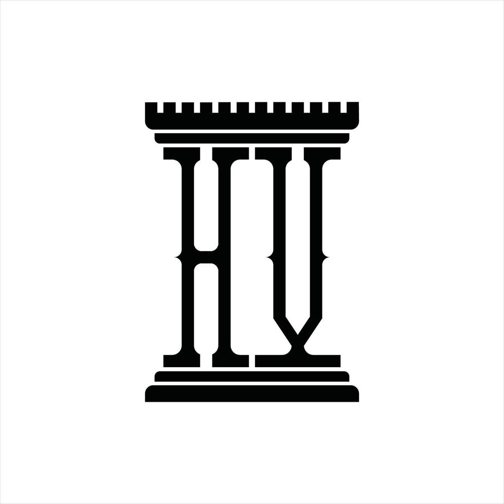 HV Logo monogram with pillar shape design template vector