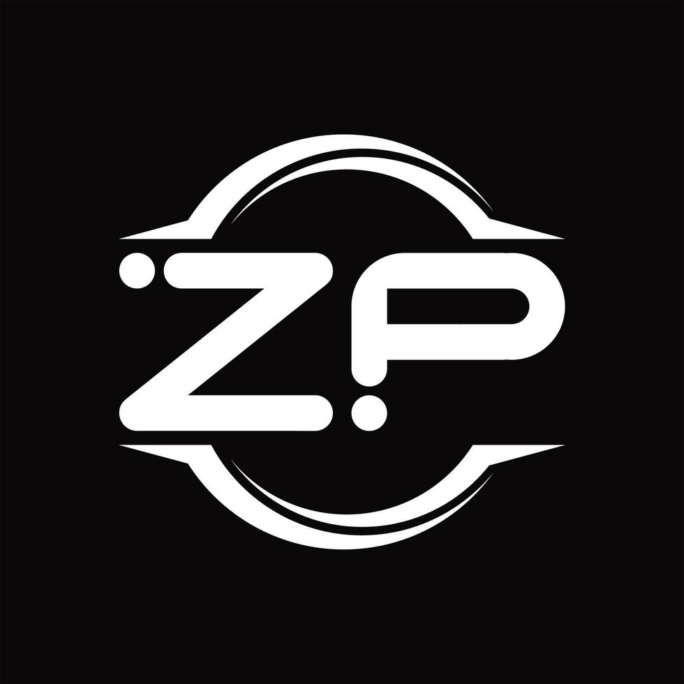monograma del logotipo zp con plantilla de diseño de forma de corte redondeado circular vector