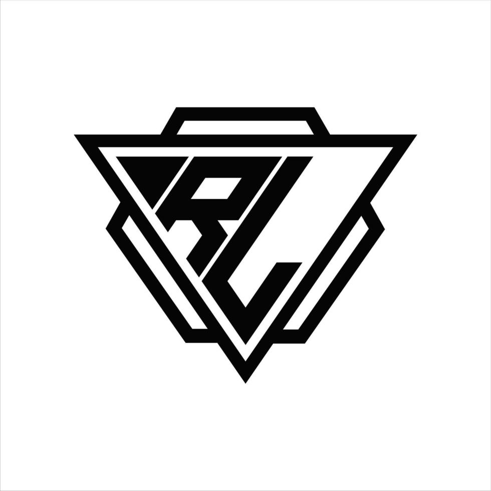 monograma de logotipo rl con plantilla de triángulo y hexágono vector