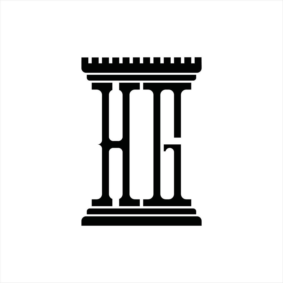 monograma de logotipo hg con plantilla de diseño de forma de pilar vector