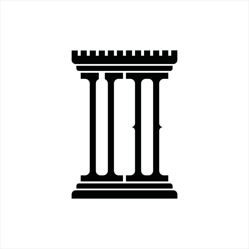 UO Logo monogram with pillar shape design template vector