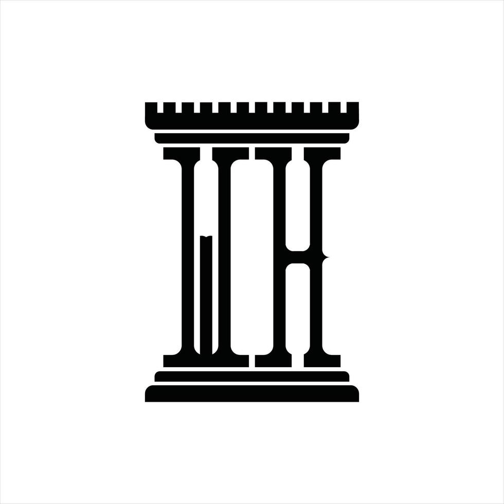 monograma de logotipo wh con plantilla de diseño de forma de pilar vector