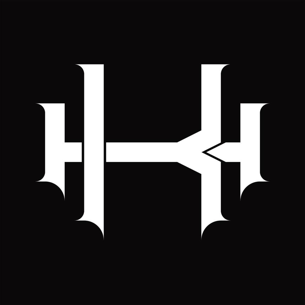 monograma del logotipo hk con plantilla de diseño de estilo enlazado superpuesto vintage vector