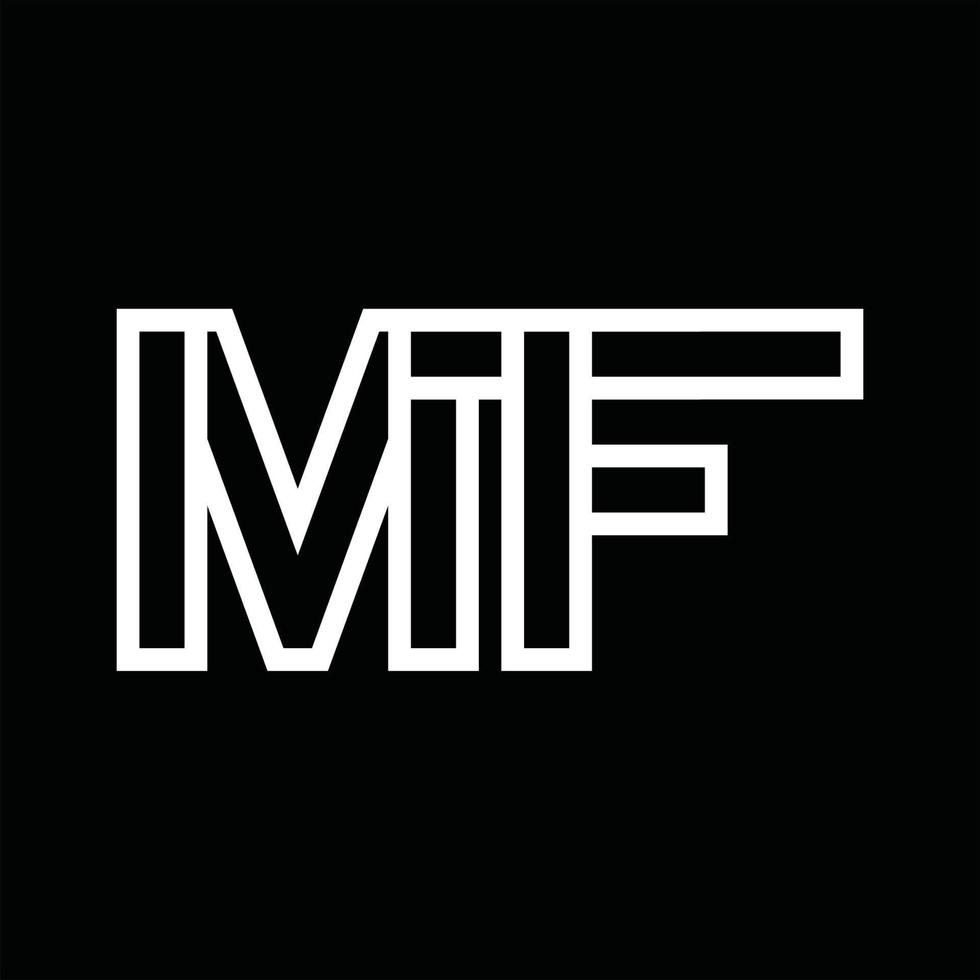 monograma del logotipo mf con espacio negativo de estilo de línea vector