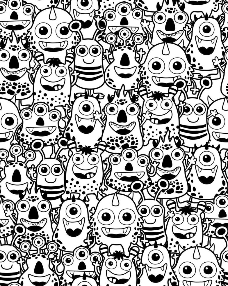 seamless pattern vector of funny monster cartoon