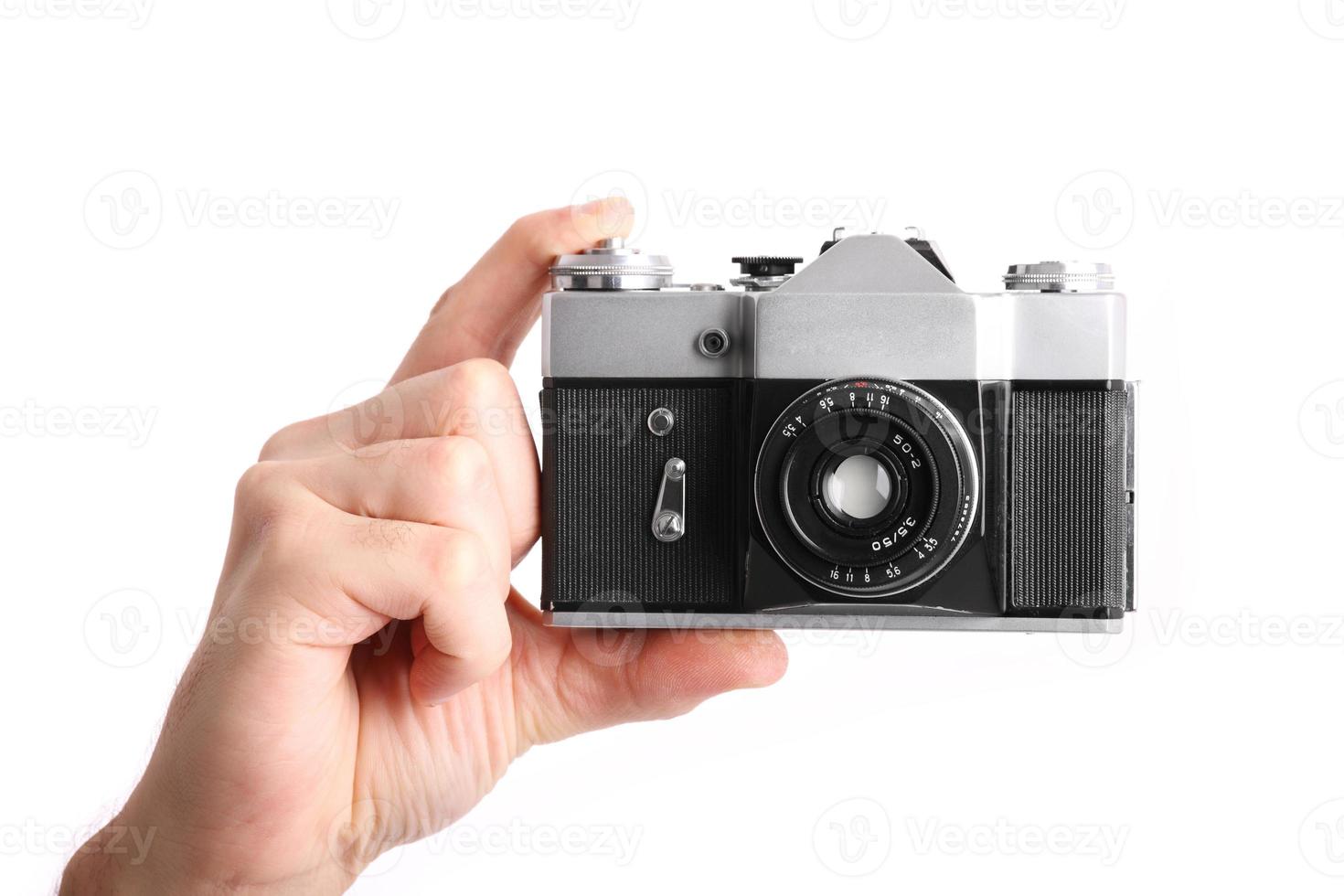 Taking pictures on white background photo