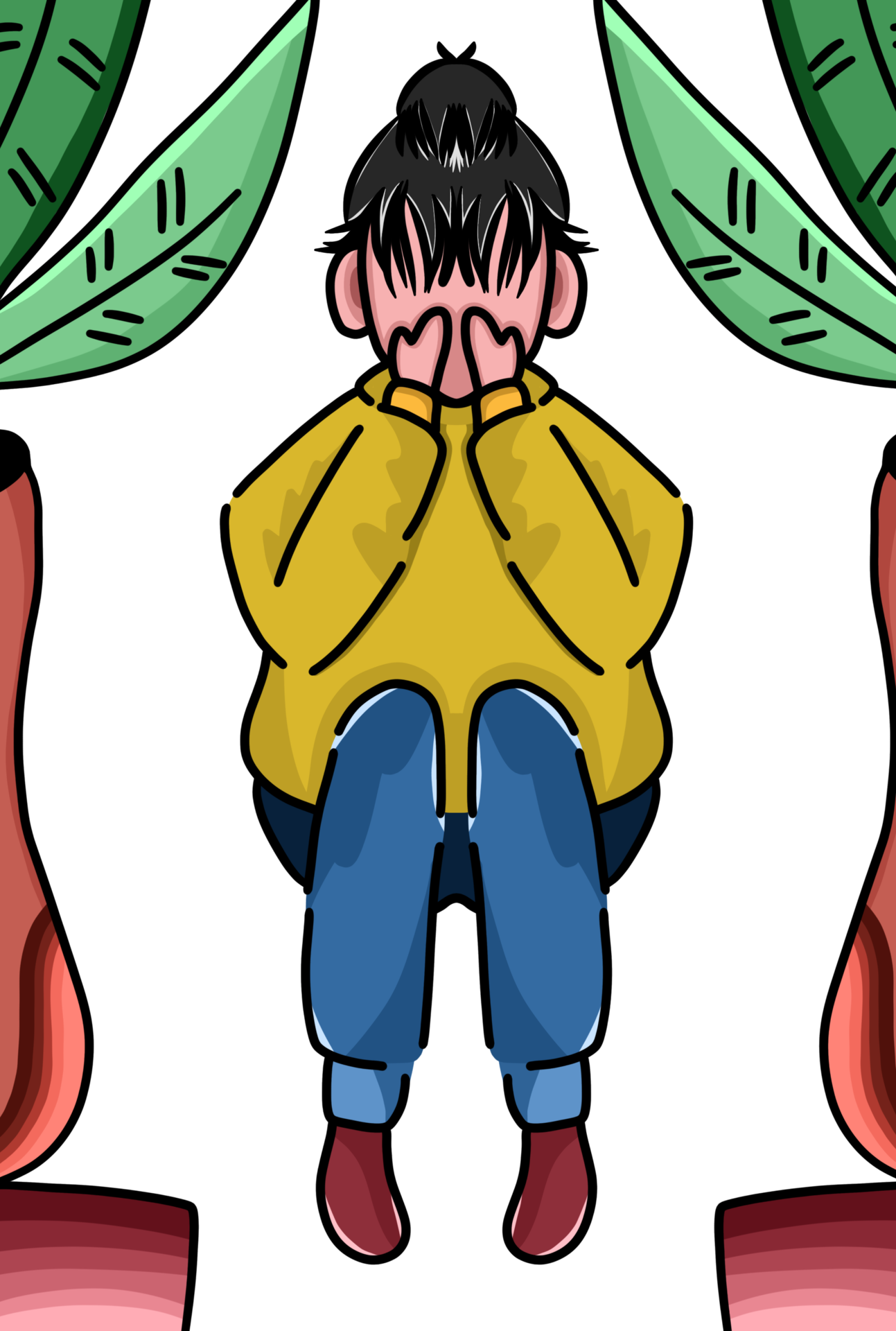 Girl Covering Her Face Cartoon Character Elements 16581203 PNG