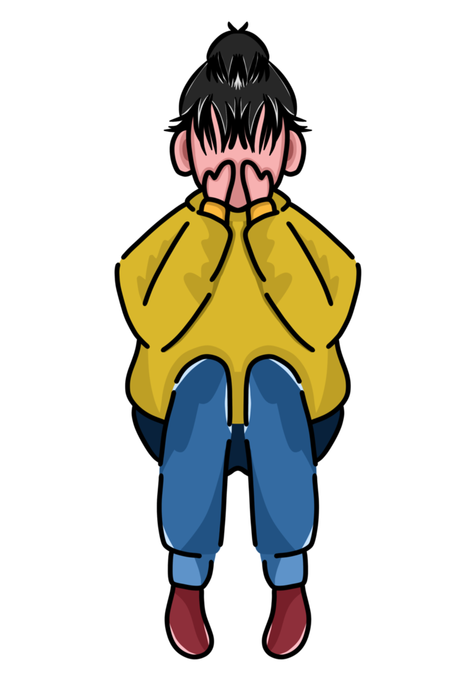 Girl Covering Her Face Cartoon Character Elements png